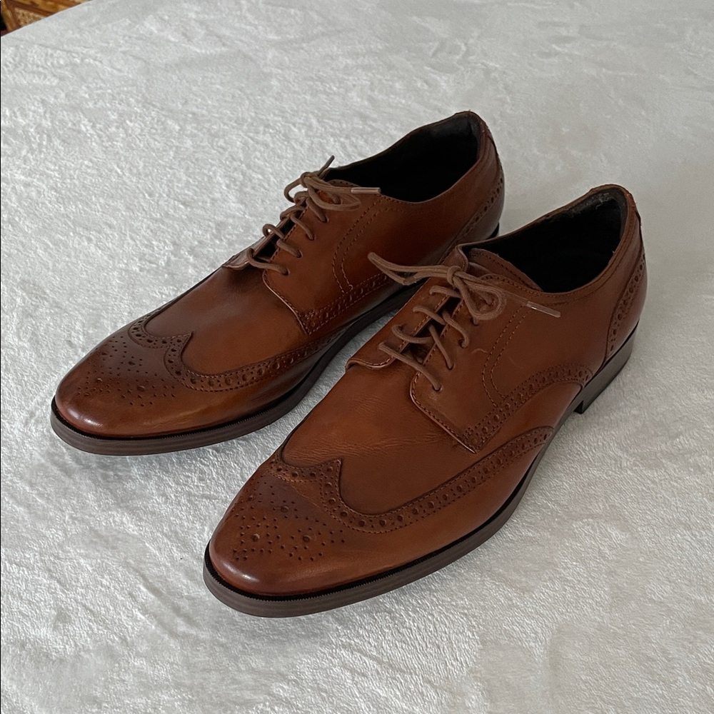 Cole Hann Elegant Brown Leather Men's Wingtip Oxfords. Size 11.5. New - Picture 5 of 10